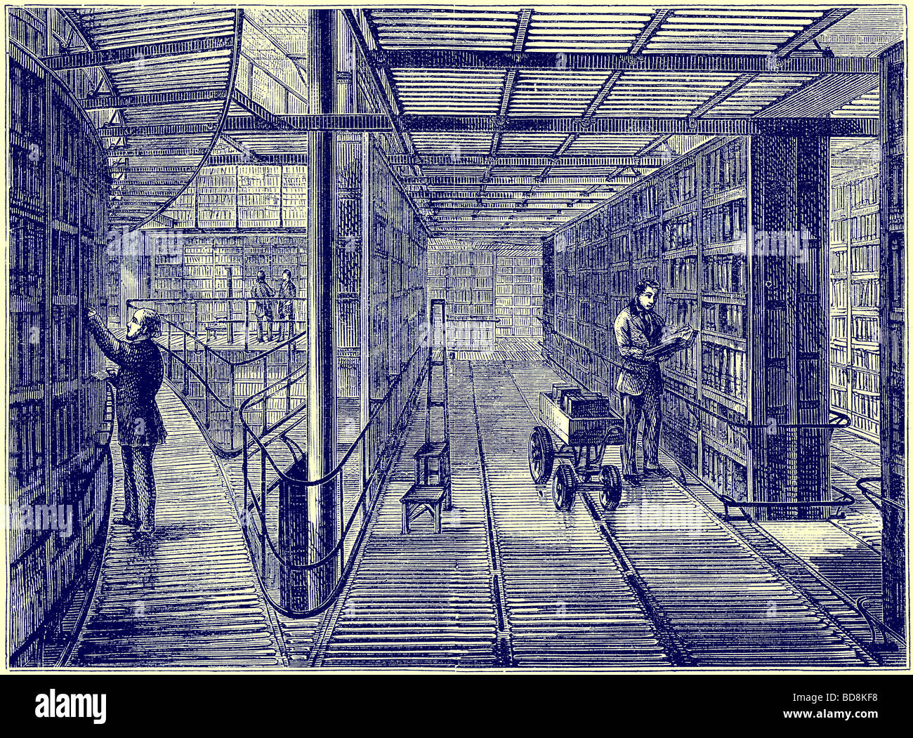 The Book Cases at the British Museum Illustration from Old and New London by Edward Walford Cassell c 1880 Stock Photo