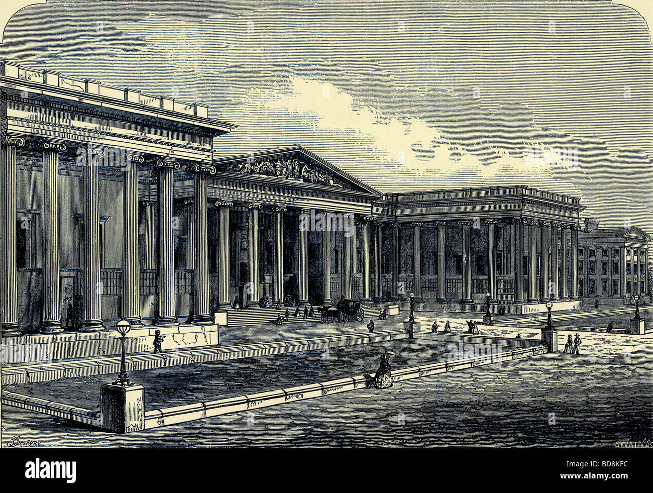 Front Of The British Museum Illustration From Old And New London By Front Of The British Museum Illustration From Old And New London By