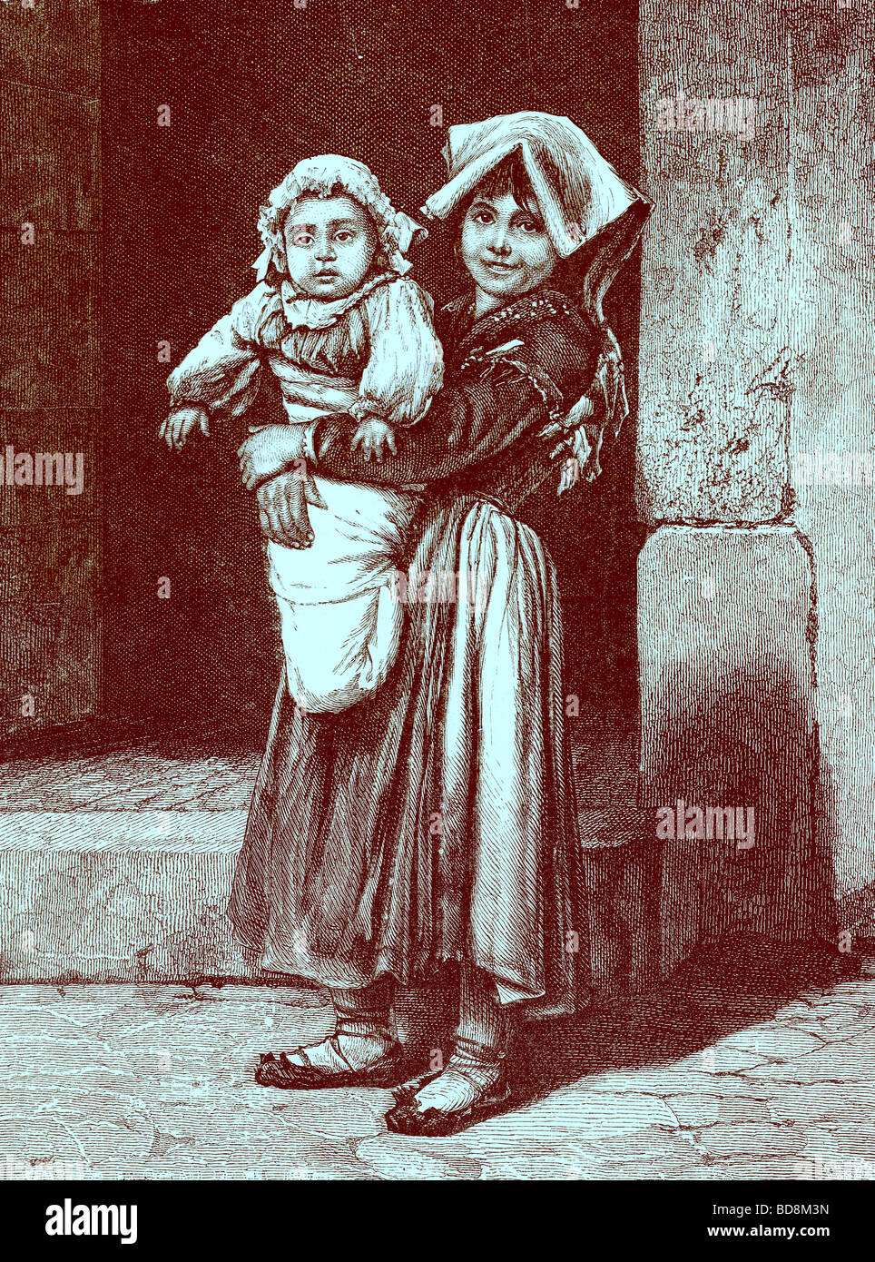 Peasant Children of the Campagna Illustration from Italian Pictures by Samuel Manning Religious