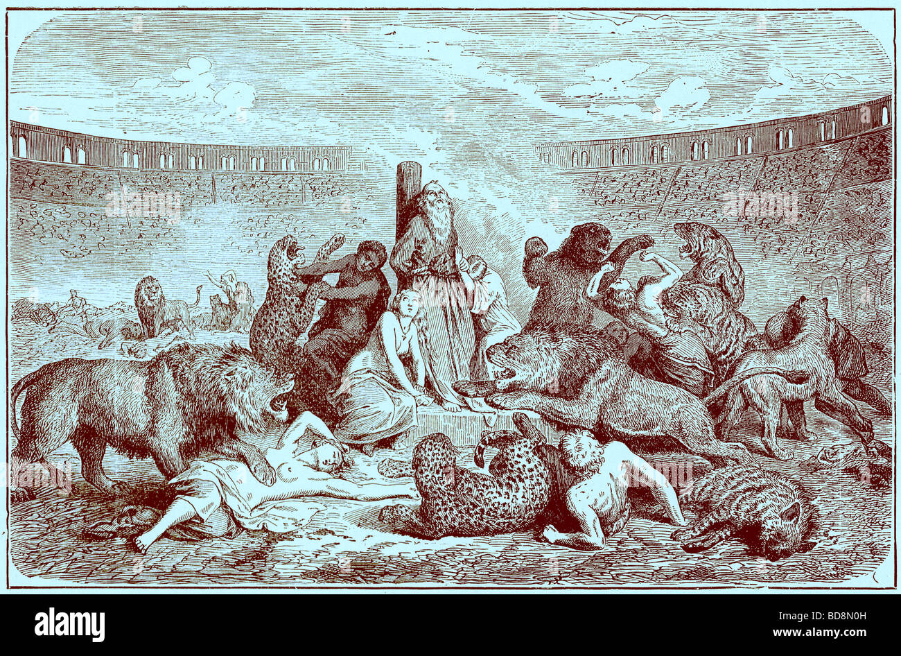 Christian Martyrs in the Arena Illustration from The Illustrated History of the World Ward Lock c 1880 Stock Photo