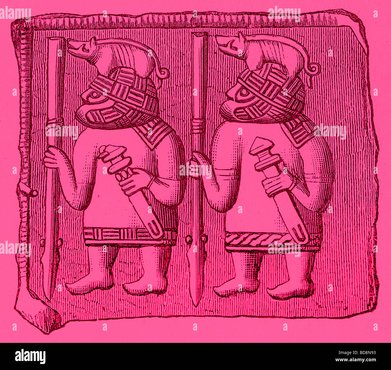 Bronze Plate, with Figures of Northern Warriors Stock Photo Alamy
