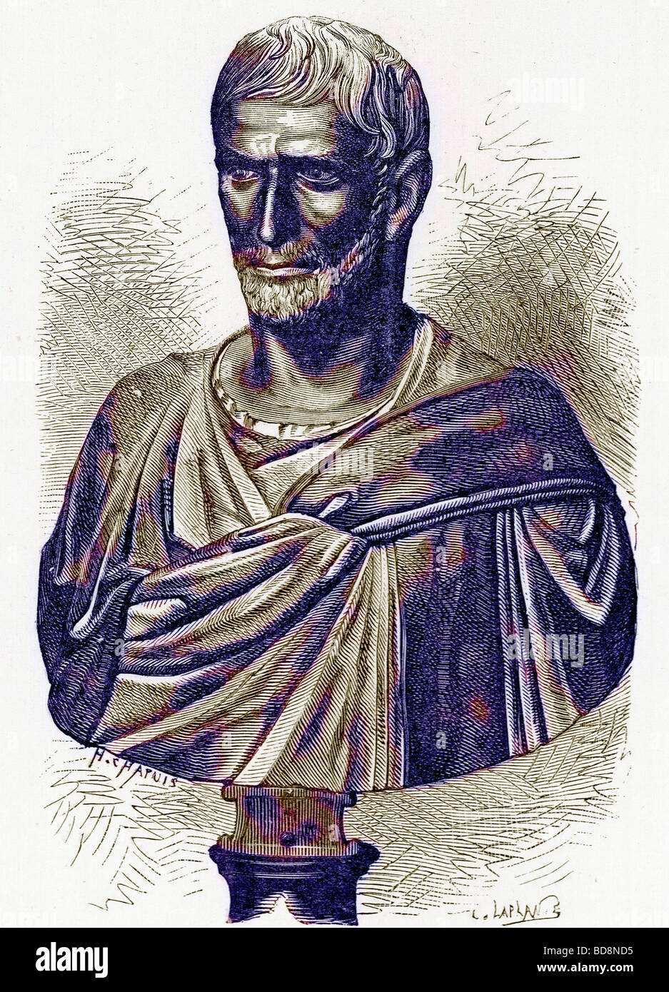 Brutus Bust in the Capitol Illustration from History of Rome by Victor Duruy Kegan Paul Trench Co 1884 Stock Photo