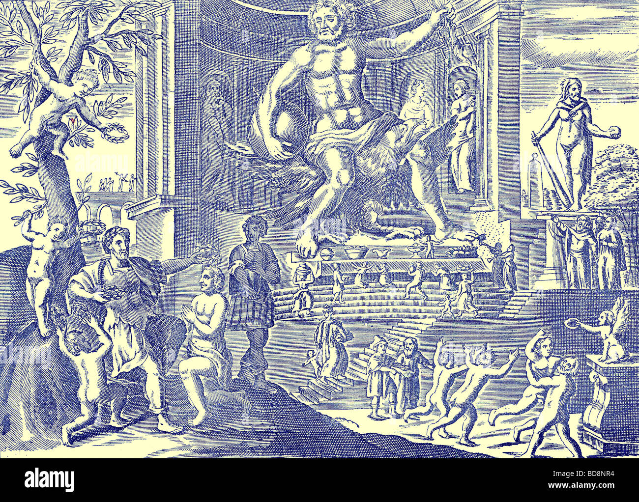 Ivory and gold statue of Jupiter Olympus From an old print Illustration