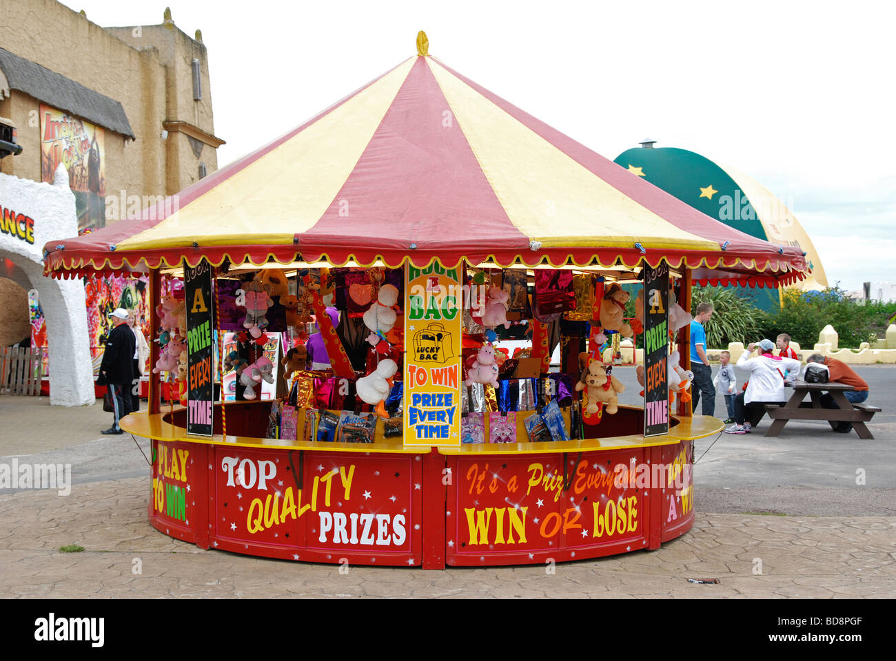 a tombola type stall at the fun fair in southport,england,uk Stock Photo