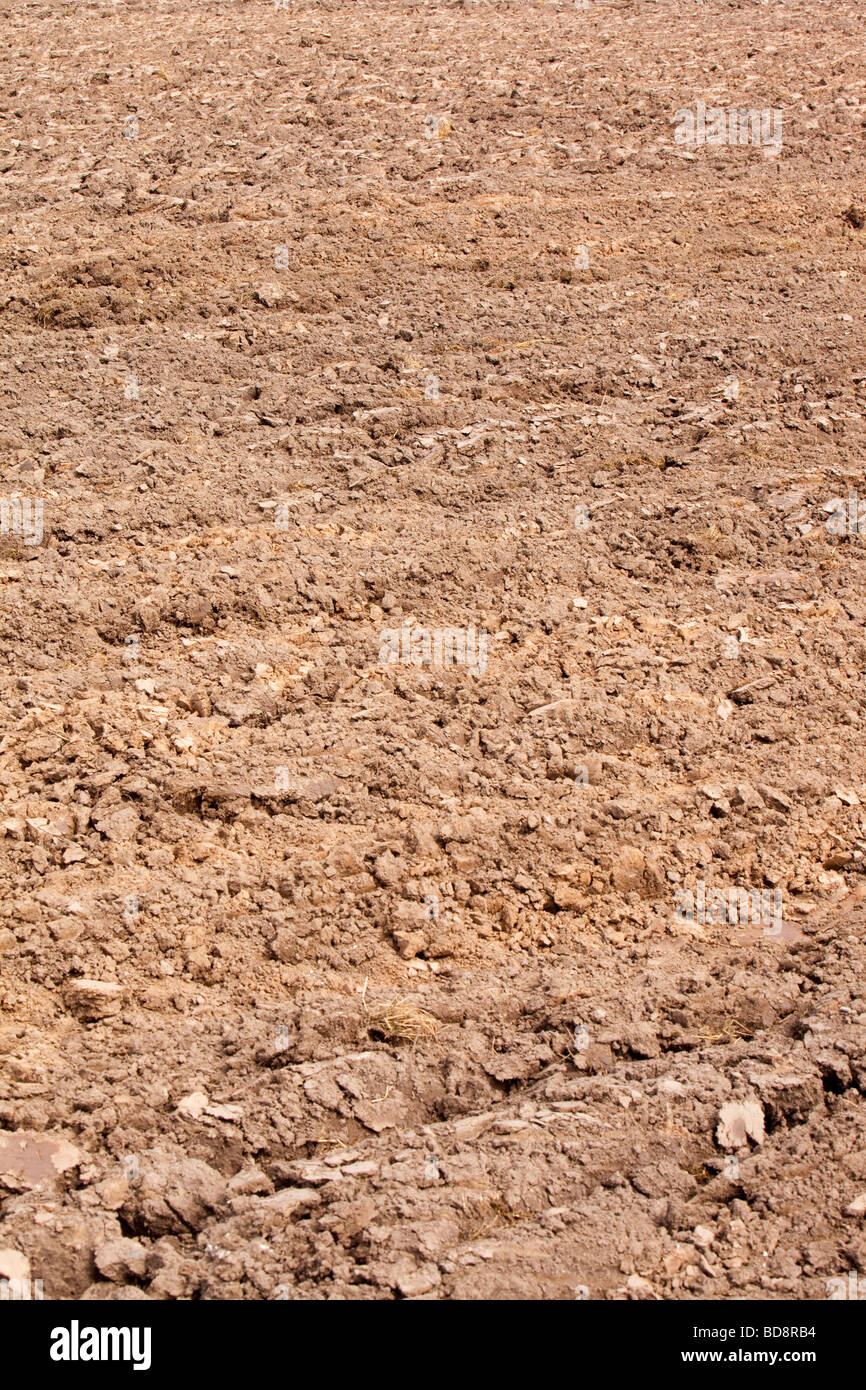 Ploughing soil for farming helps release C02 into the atmosphere and contributes to climate change Stock Photo