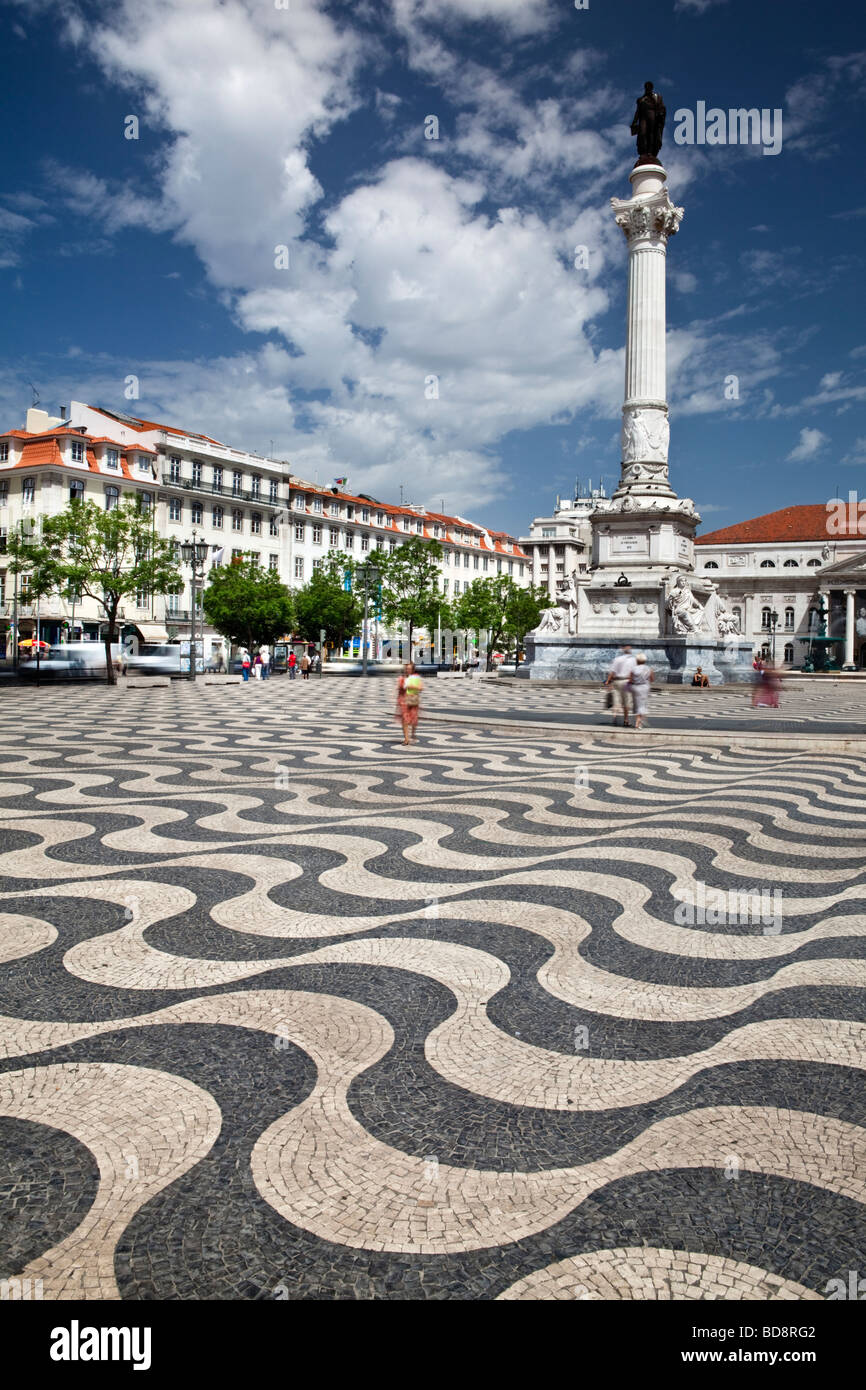 Rossio Square Baixa Lisbon Portugal Europe Stock Photo