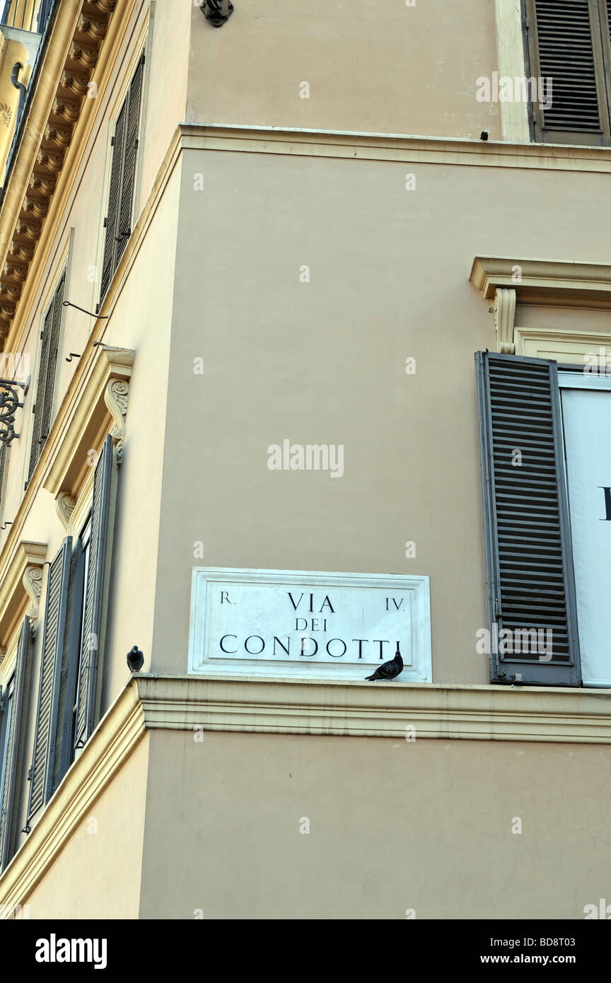 Sign For Via Dei Condotti A Shopping Street In Rome Italy Stock Photo sign-for-via-dei-condotti-a-shopping-street-in-rome-italy-stock-photo