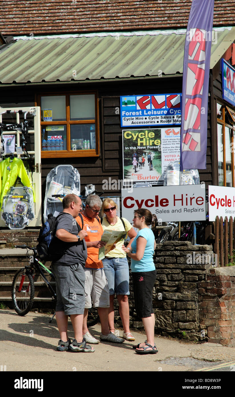Cycle rental hire shop in Burley village centre New Forest Hampshire