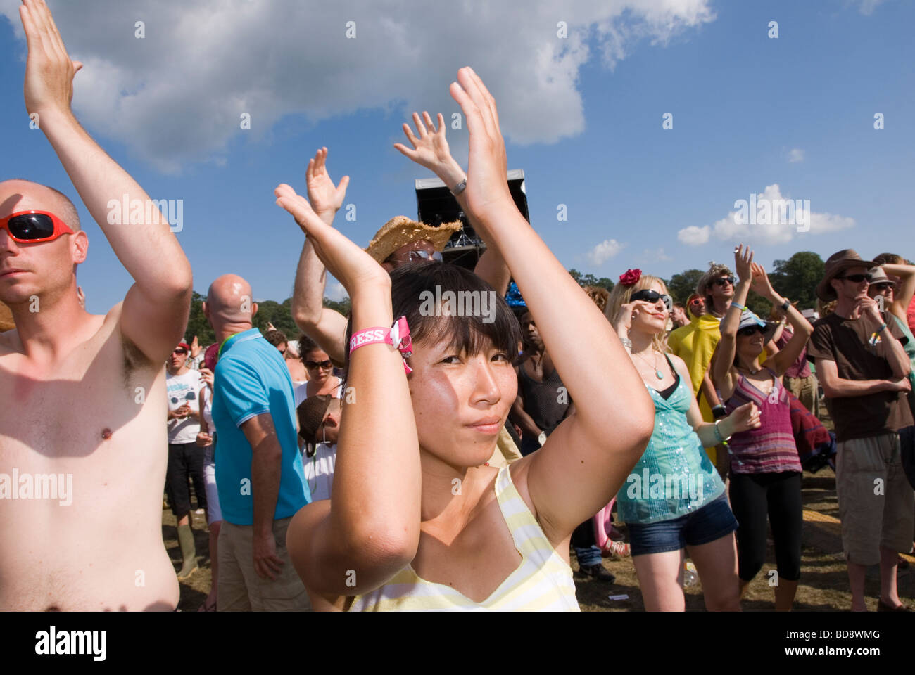 Crowd clapping at The Big Chill Festival 2009 Stock Photo