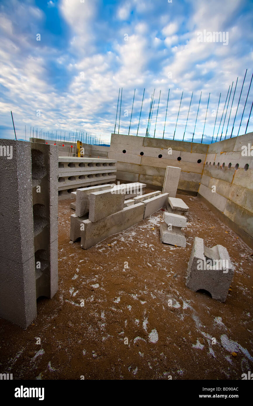 Recycled styrofoam and light wight concrete make up these building