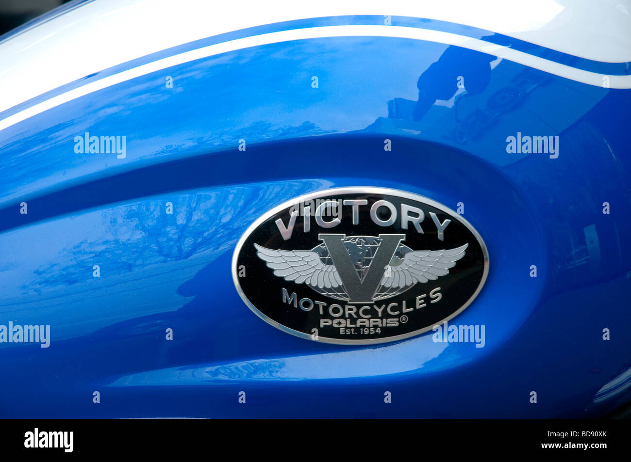 Victory motor cycle logo on petrol tank Stock Photo