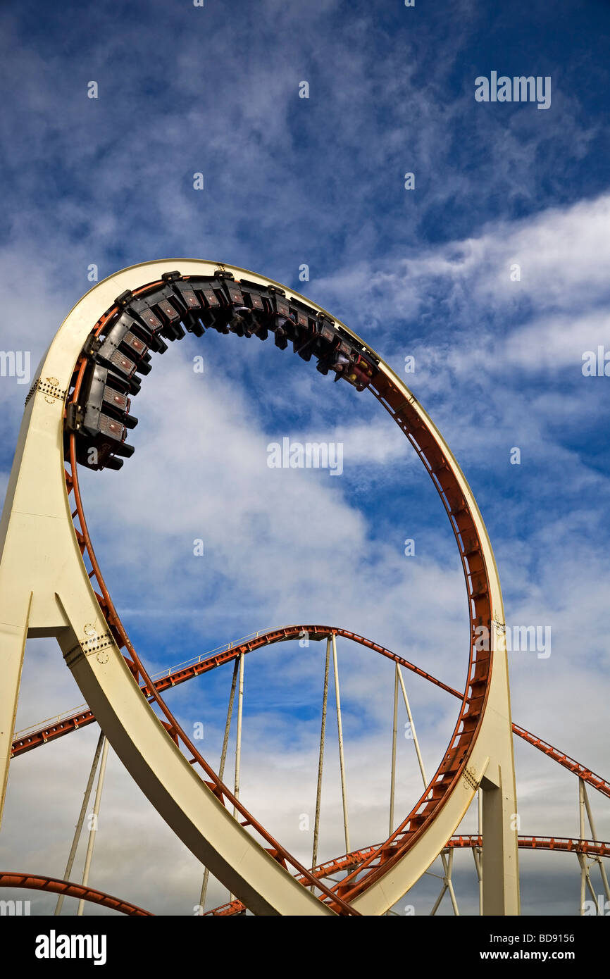 Big Dipper at the Fun Fair, Tramore, County Waterford, Ireland Stock Photo