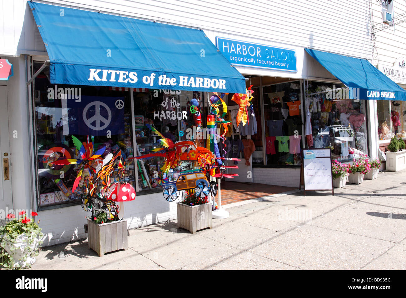 Stores on Main Street, Sag Harbor, Long Island NY Stock Photo