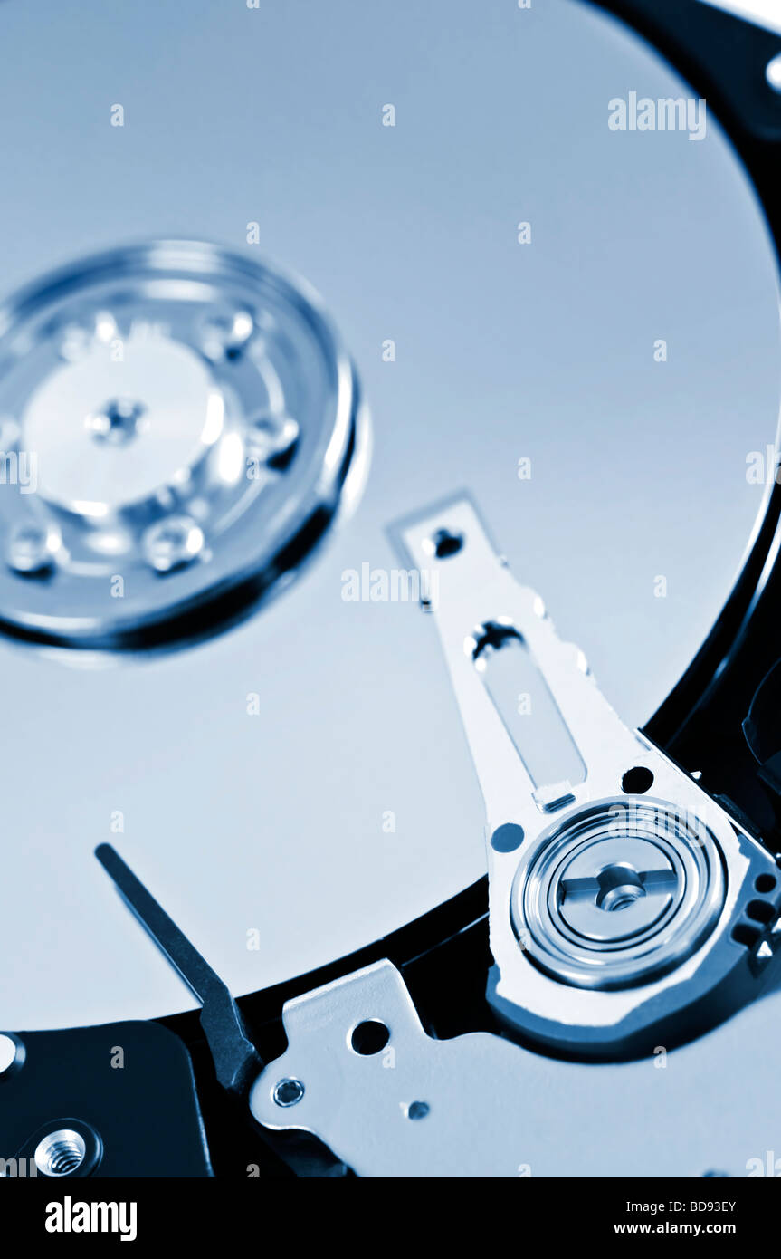 Closeup of hard disk drive internal components Stock Photo Alamy