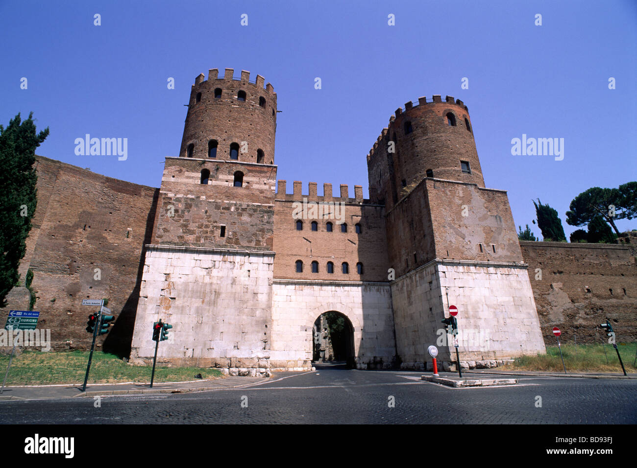 Italy, Rome, Aurelian Walls, Porta San Sebastiano, ancient roman gate Stock Photo
