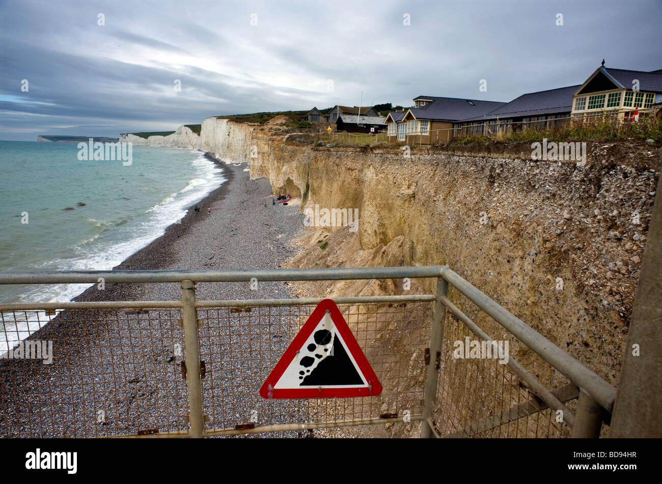 Birling Gap Britain Coastal Erosion Cliffs falling crumble chalk