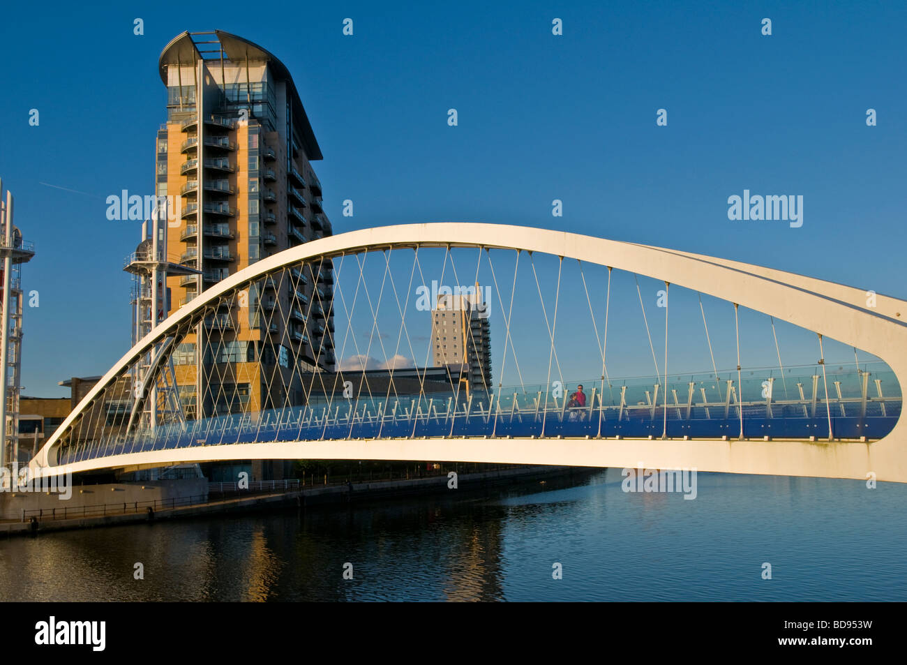 The Lowry footbridge and Imperial Point apartment block, Salford Quays