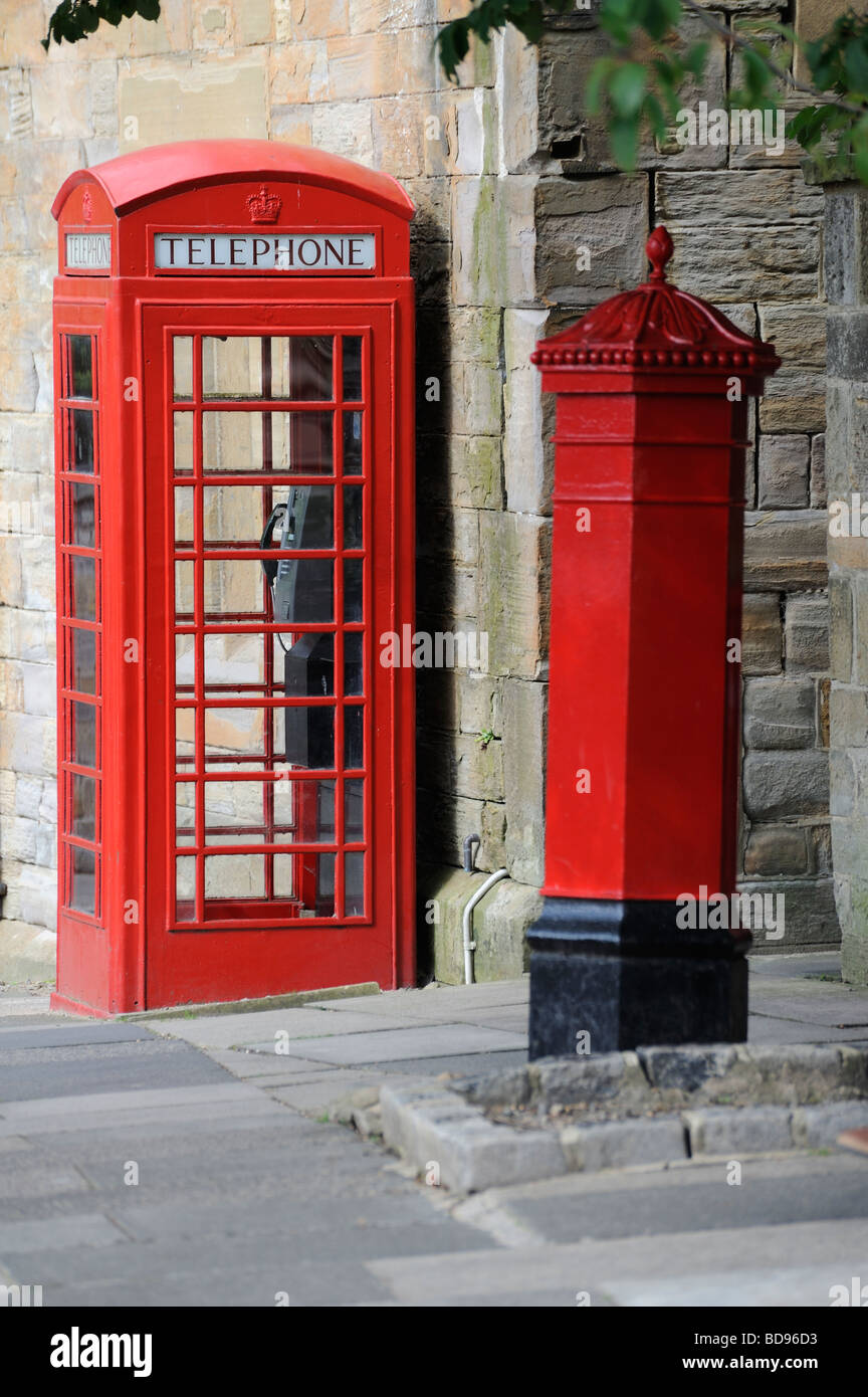 Red Telephone box Red Royal Mail post box two Icons of England Stock