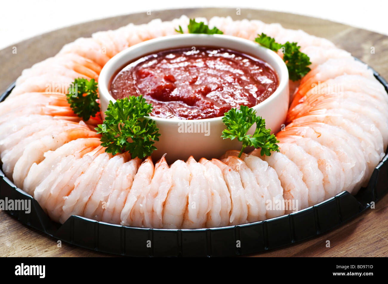 Shrimp ring appetizer platter with dipping sauce Stock Photo Alamy