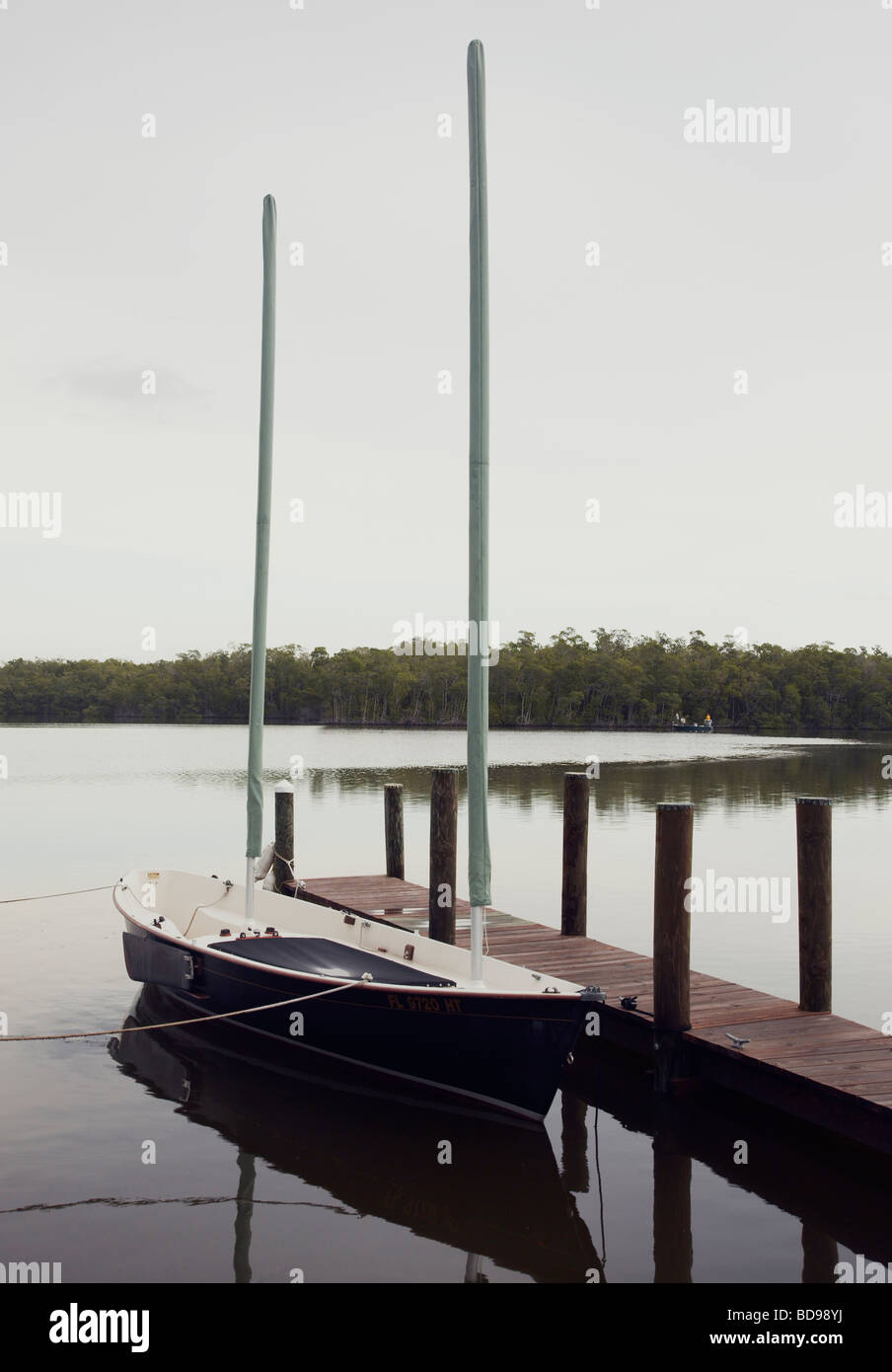 boat reflected in water Stock Photo - Alamy