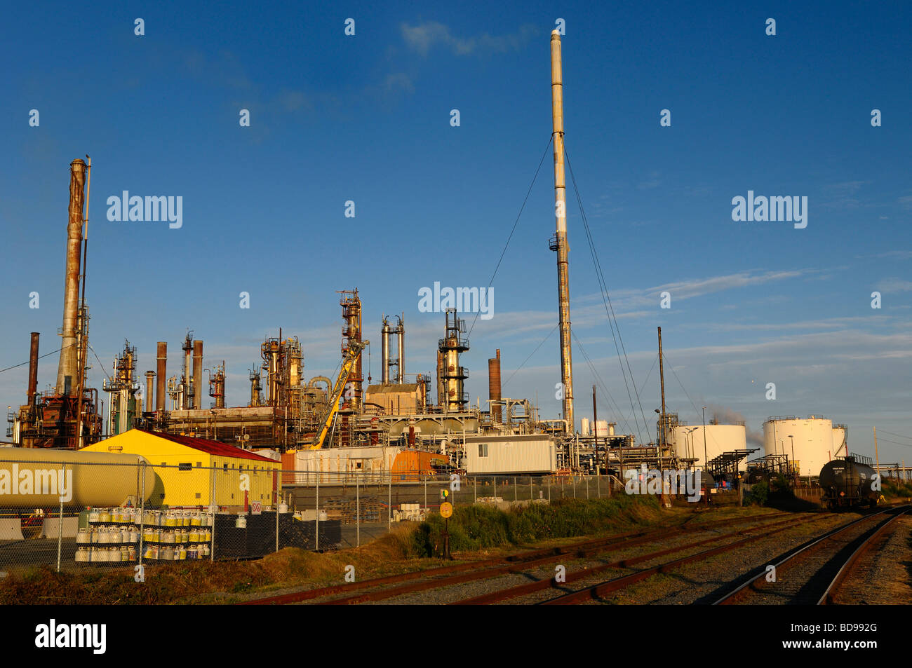 Dartmouth Imperial Oil Refinery industrial complex at sunset with blue