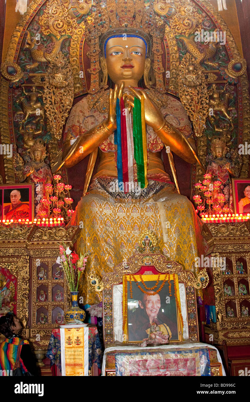 Bodhnath, Nepal.  Buddha inside the Tsamchen Gompa (Monastery). Stock Photo