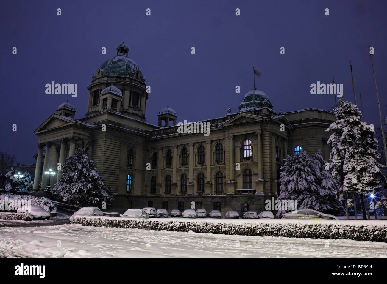 Belgrade Winter Night Stock Photo