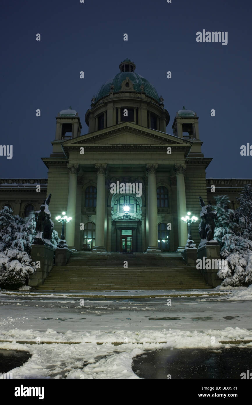 Belgrade, Capital City of Serbia, Winter Night Stock Photo