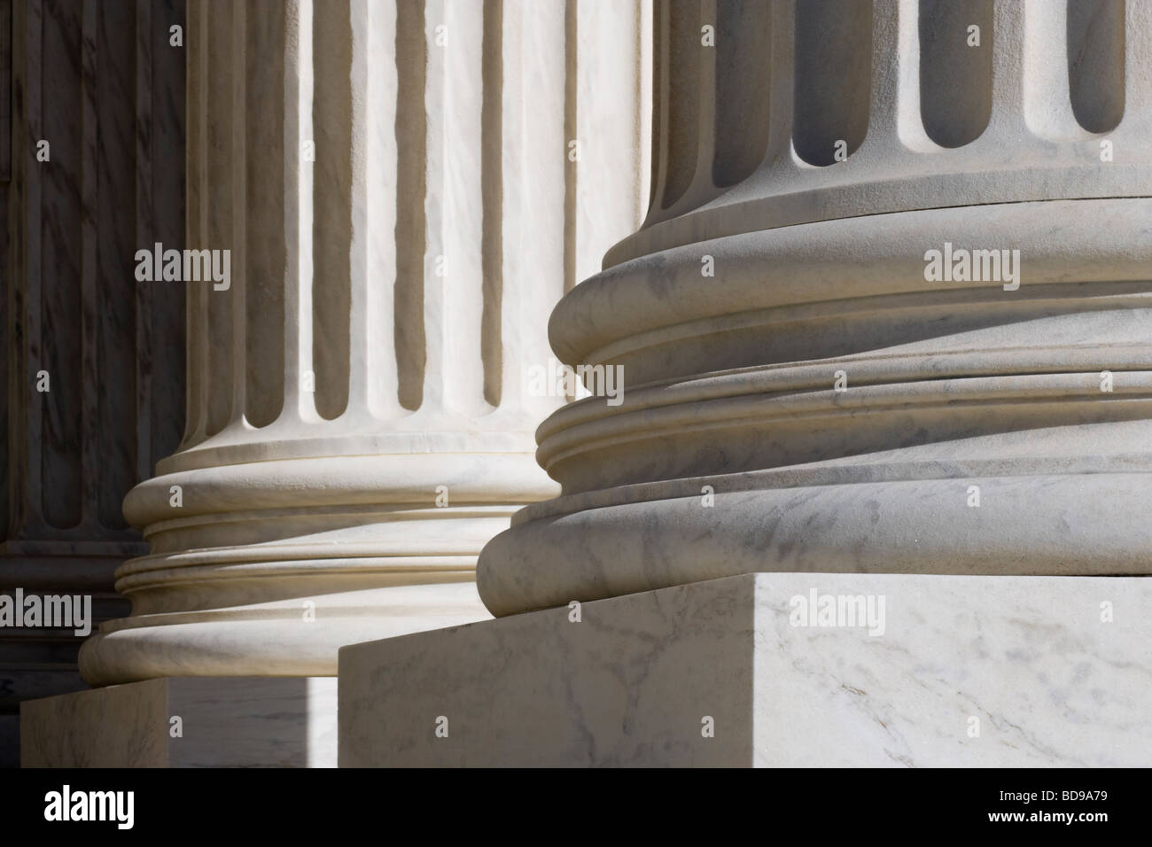Columns of the US Supreme Court Building in Washington DC Stock Photo