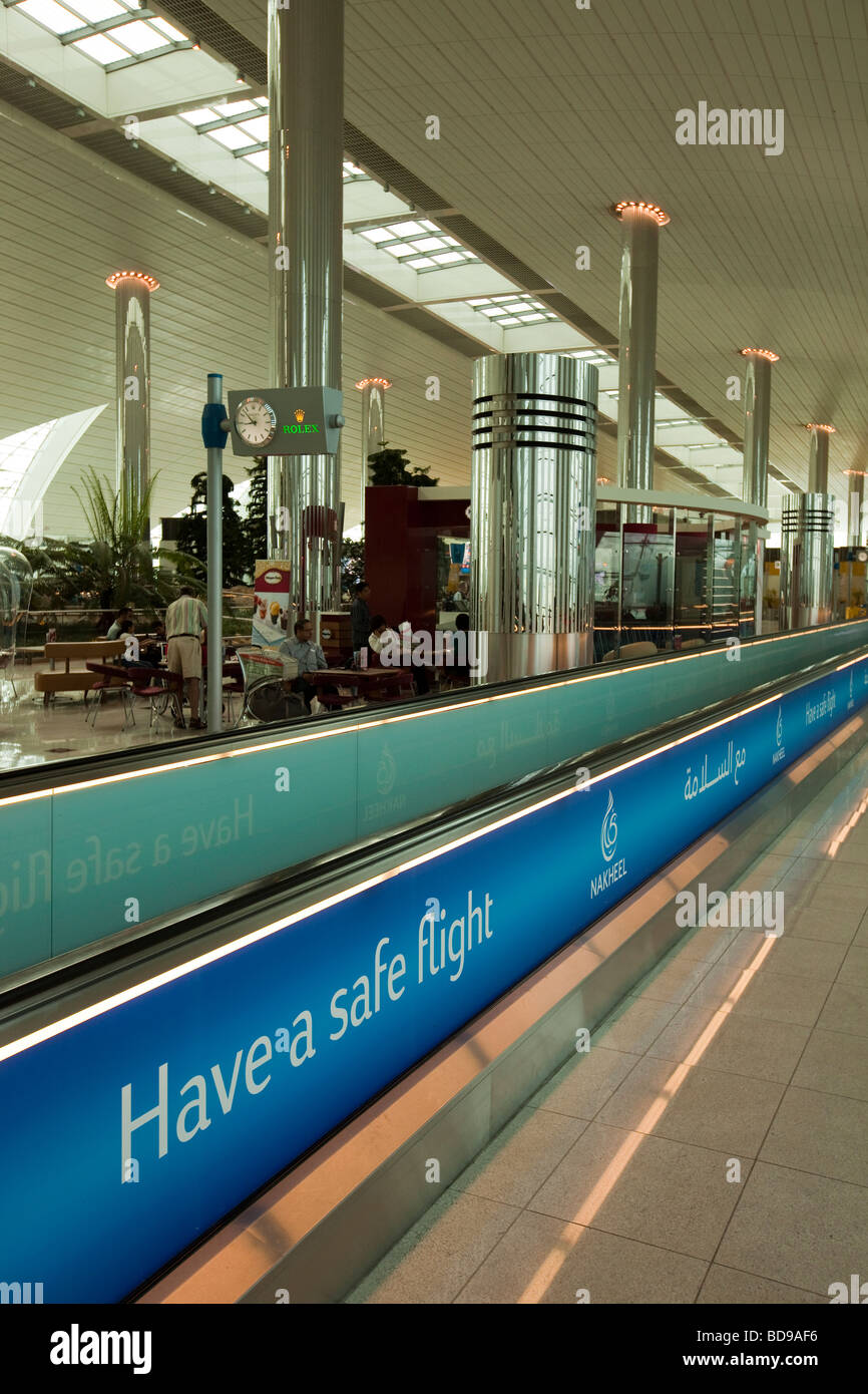 UAE Dubai Airport have a safe flight signs in new terminal building