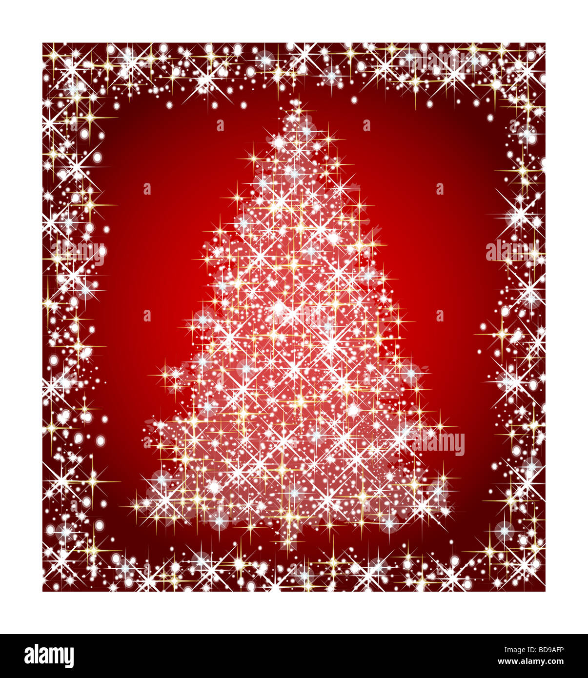 illustration of a christmas star tree on red background Stock Photo - Alamy