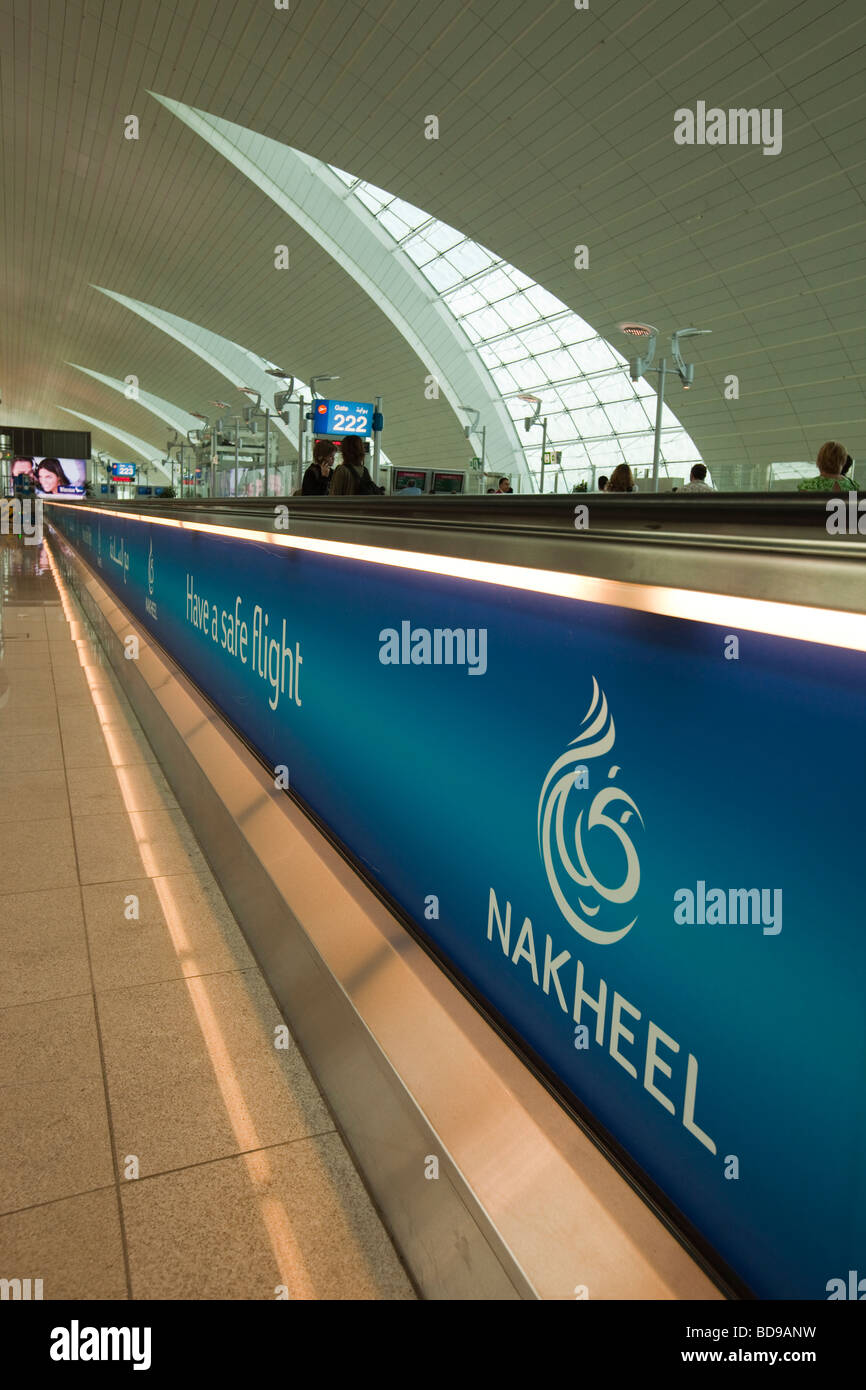 UAE Dubai Airport have a safe flight signs in new terminal building 2009 Stock Photo
