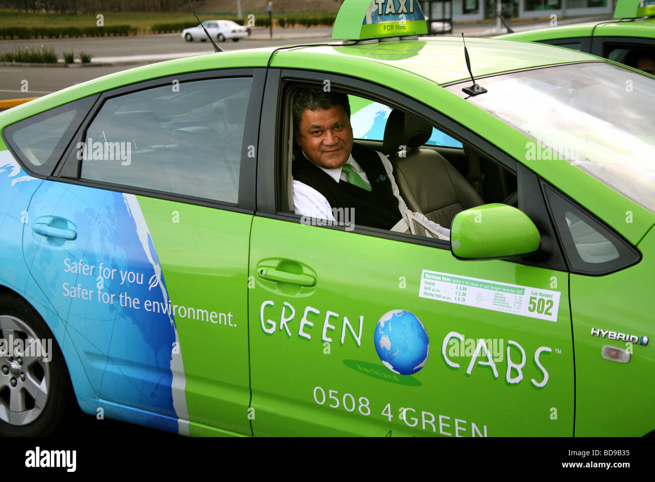 A fleet of 100 Toyota Prius Hybrid electric Cabs in Auckland New Zealand Stock Photo