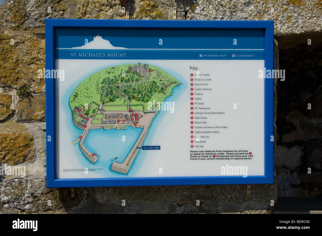St Michael S Mount Map Map Of St Michael's Mount And Grounds On Stone Wall By The Mount Entrance,  Cornwall Uk Stock Photo - Alamy