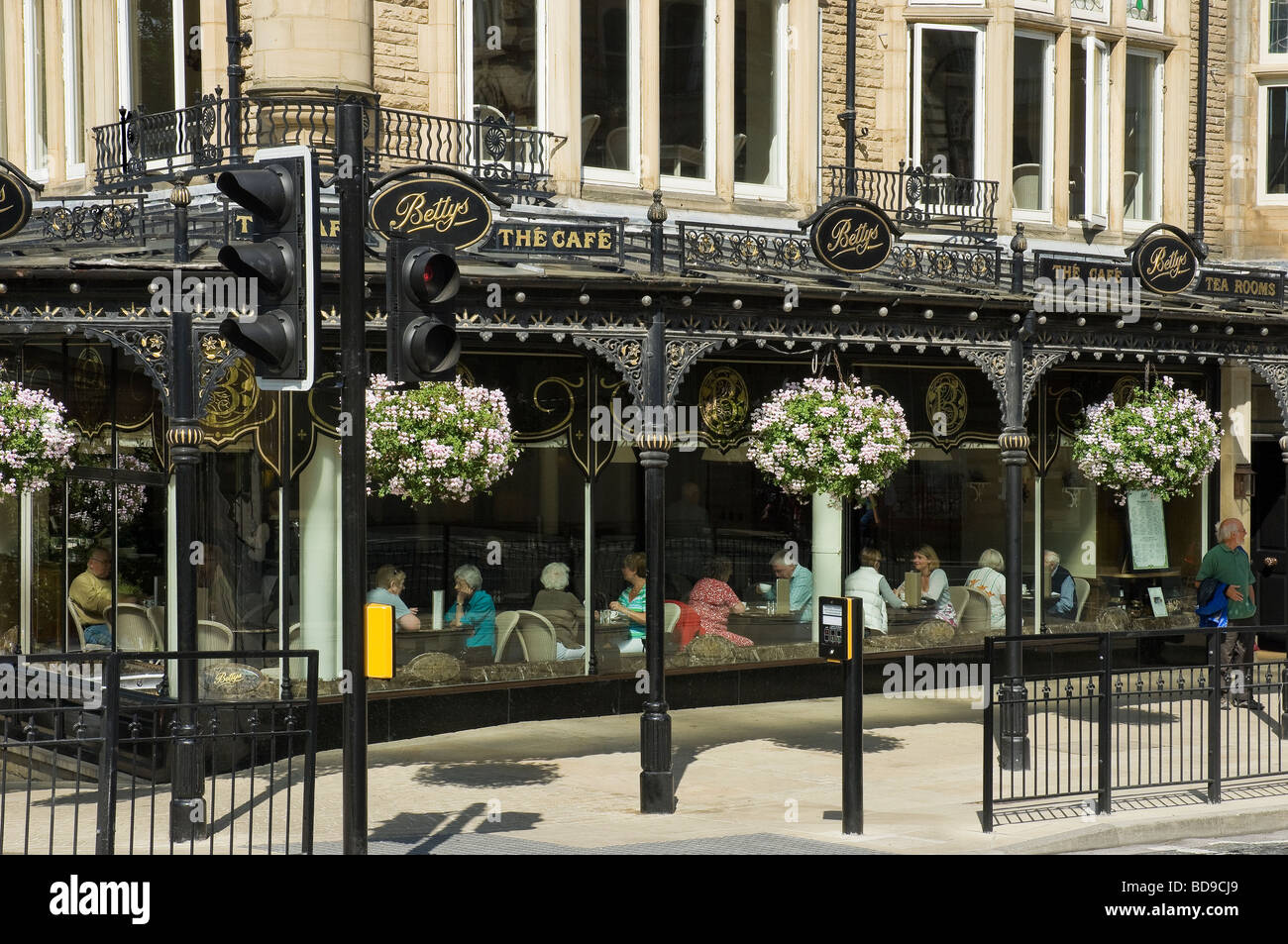 Bettys tea rooms and cafe shops store in summer Parliament Street Harrogate North Yorkshire England UK United Kingdom GB Great Britain Stock Photo