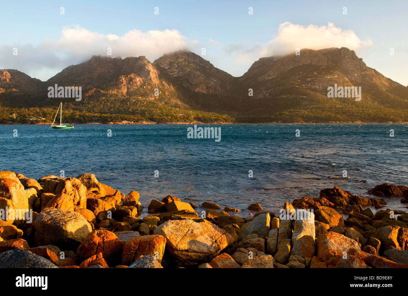 The Hazards from Coles Bay Freycinet National Park Tasmania Australia Stock Photo