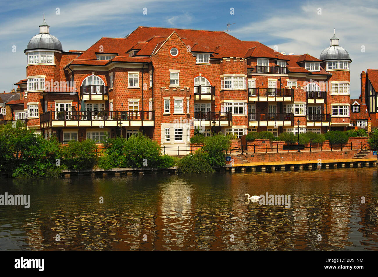 Apartment building in a prime residential area at the banks of the River Thames in Eton, United Kingdom Stock Photo