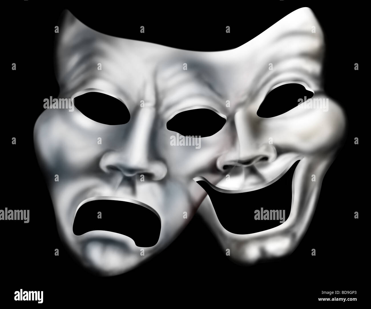 Stylized illustration of two theater masks merged into one Stock Photo