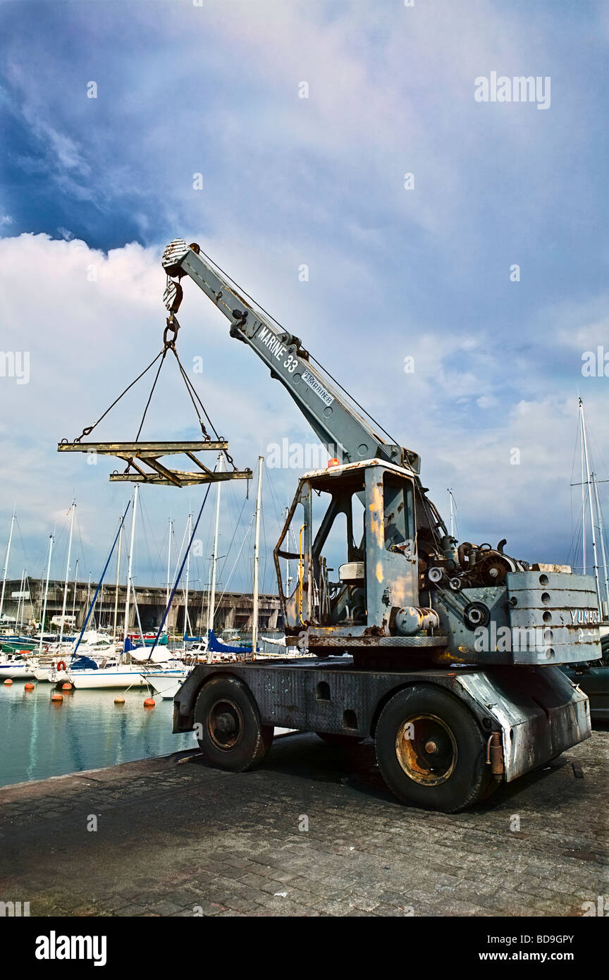 Forklift truck for boatyards and shipyards Stock Photo