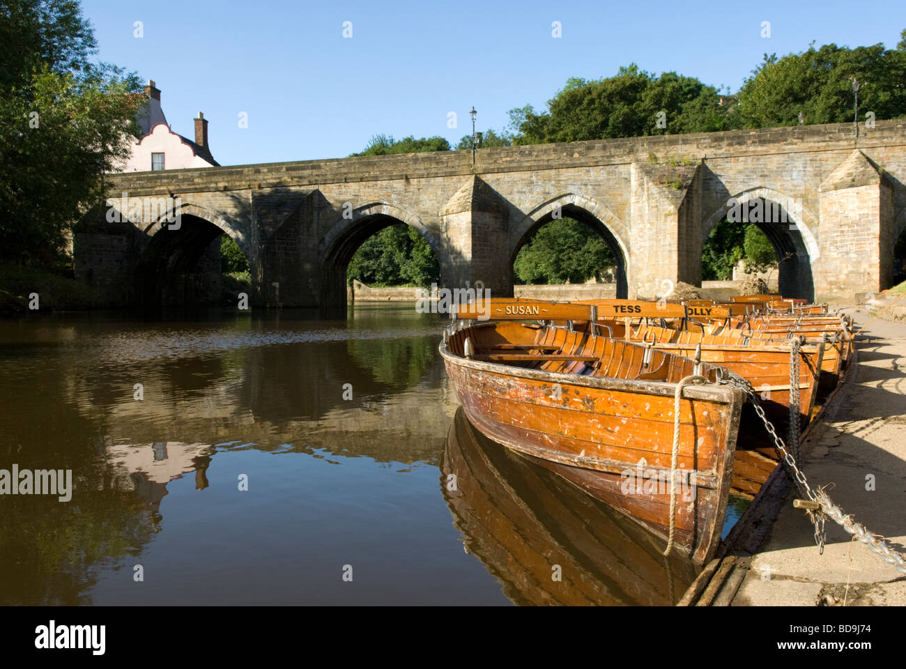 Rowing boats on the River Wear Durham County Durham England Stock Photo