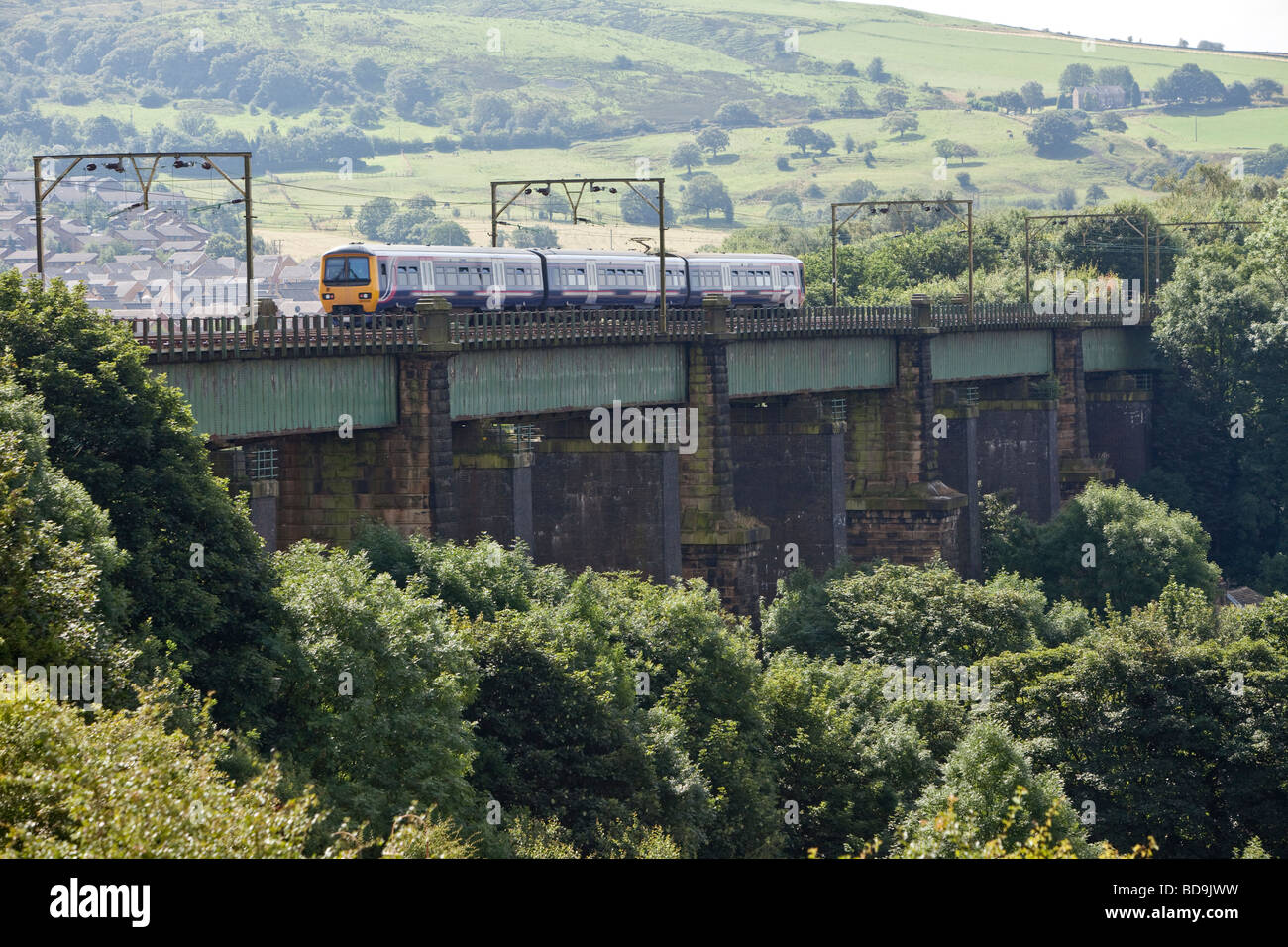 Northern Rail unit crossing Dinting Viaduct, Glossop, Derbyshire Stock