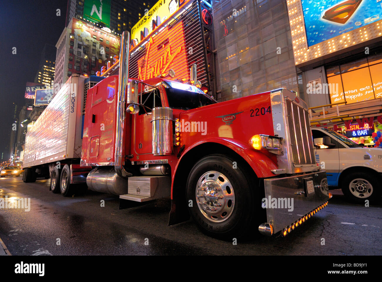 Peterbilt Truck on Times Square in New York City, U.S.A. Stock Photo