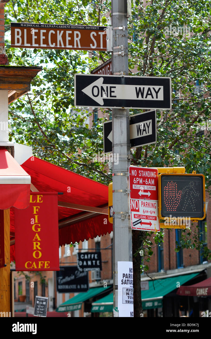 Bleecker Street Sign at Greenwich Village. New York City, U.S.A Stock