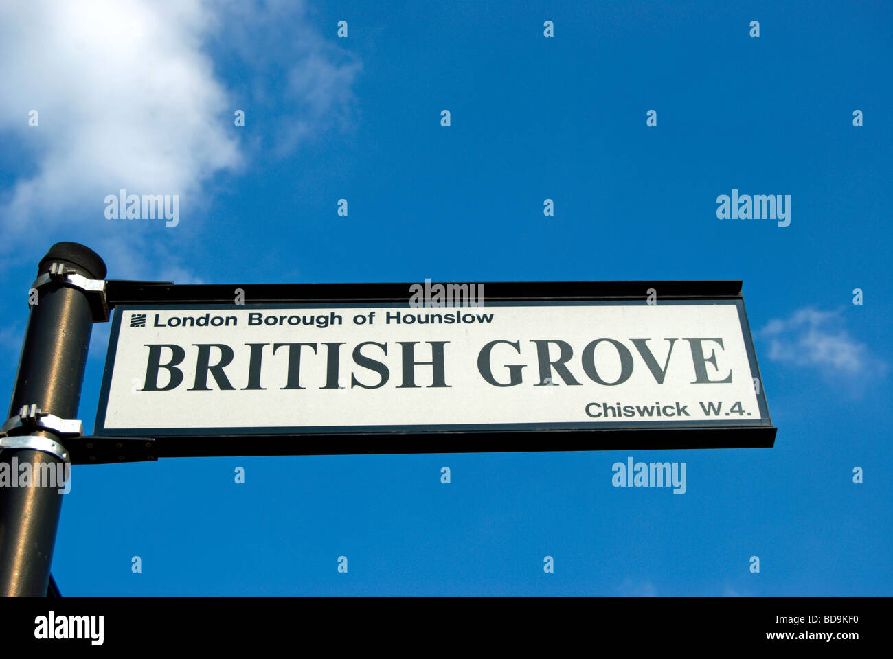 street name sign for british grove, in chiswick, west london, england Stock Photo