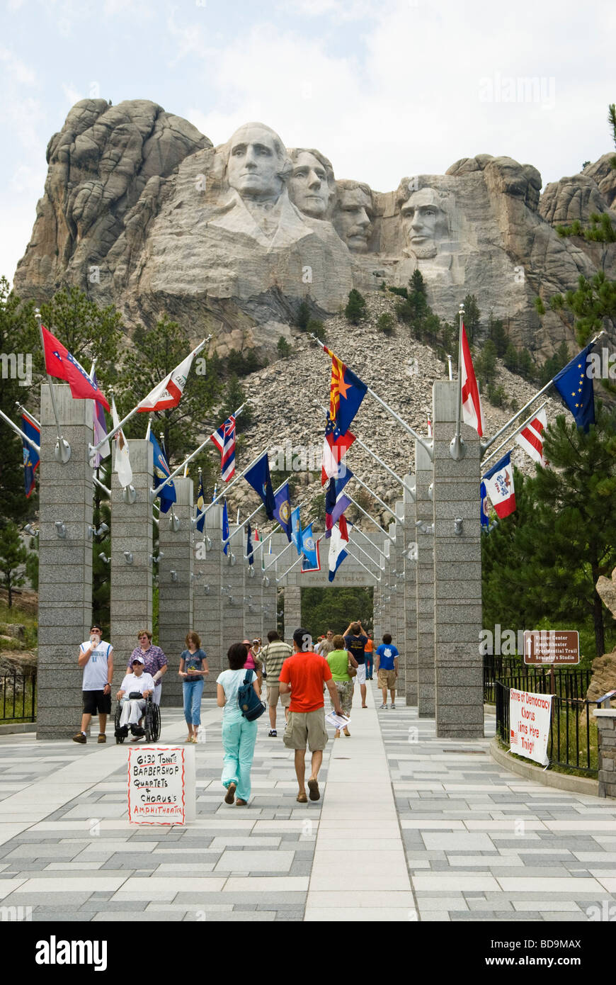 families visiting Mount Rushmore National Memorial in South Dakota Stock Photo