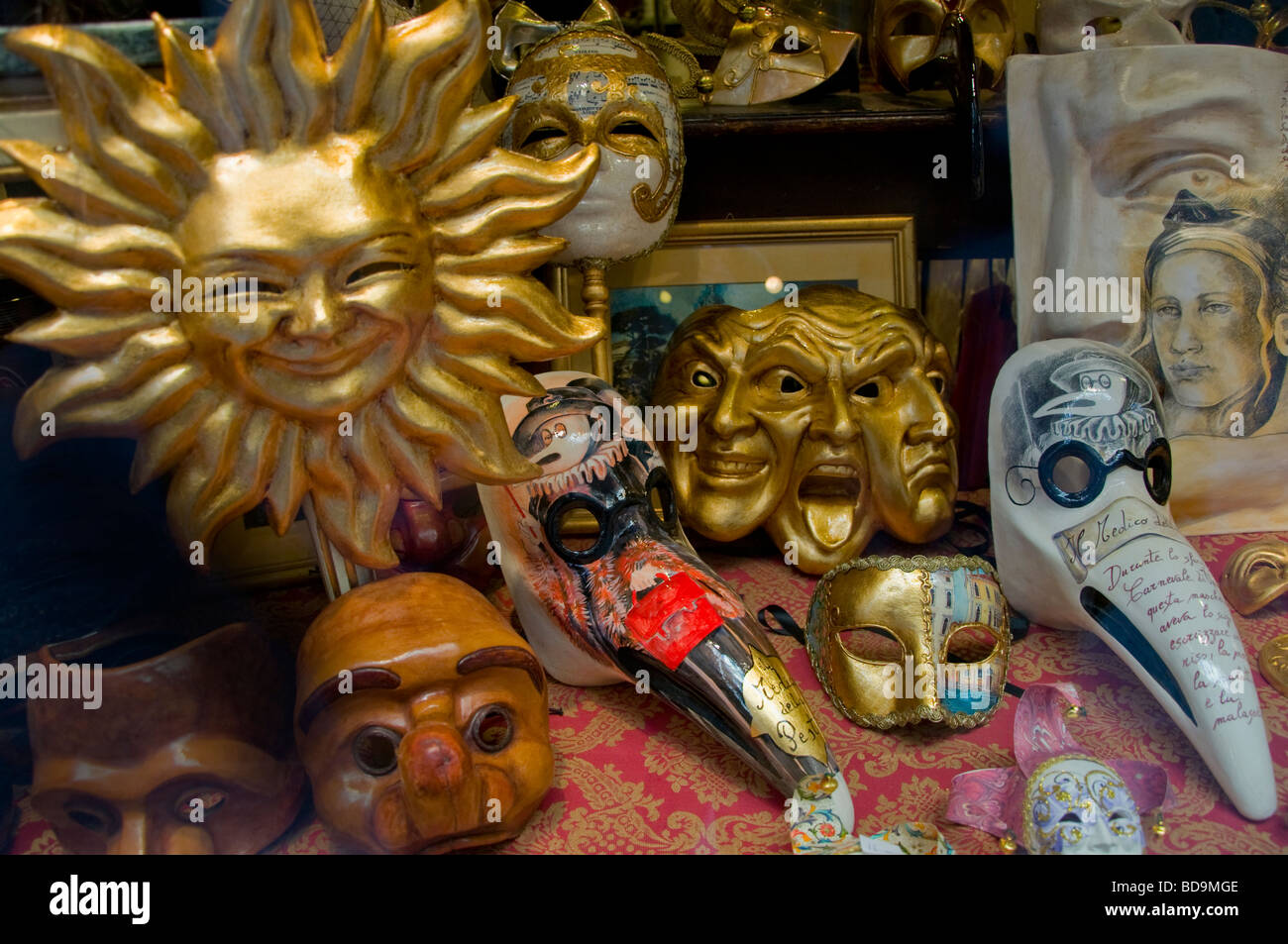 Venice, Veneto, Italy. Shop window with Carnival Masks Stock Photo