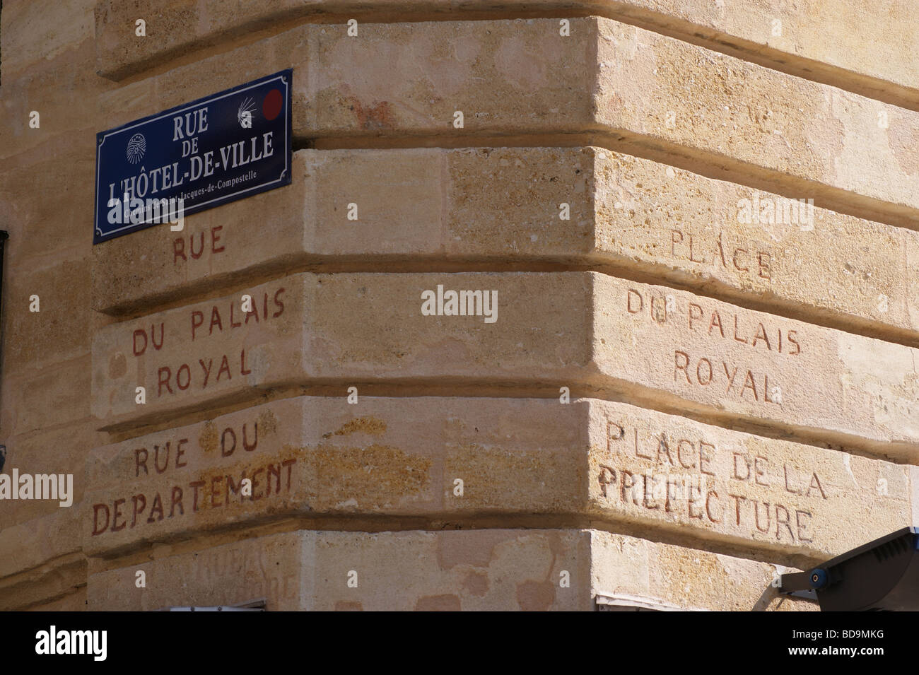 Old street names, Rue de l'Hotel de Ville, Bordeaux, Gironde, France Stock Photo