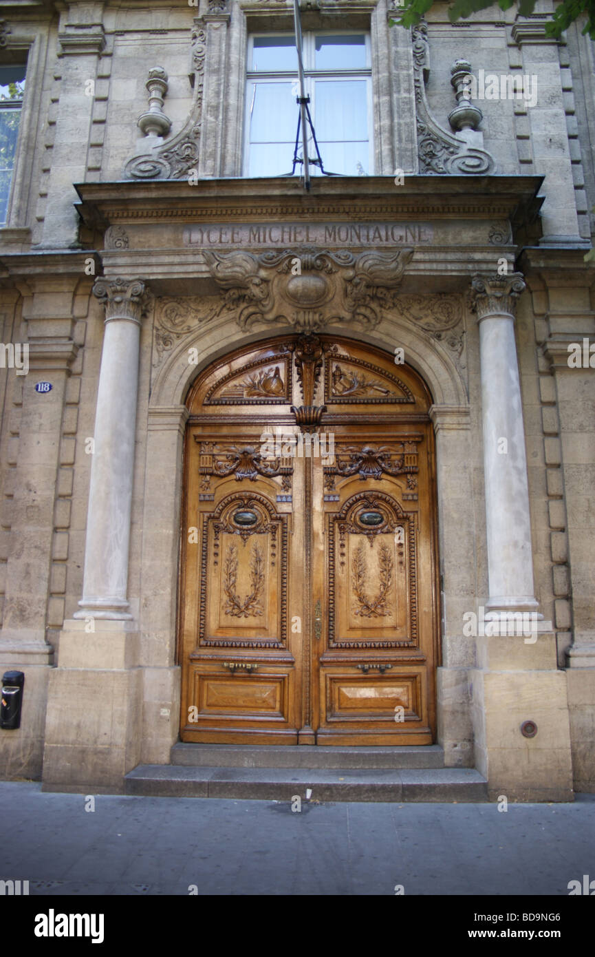 Baroque doorway, Lycee Michel Montaigne, Bordeaux, Gironde, France Stock Photo