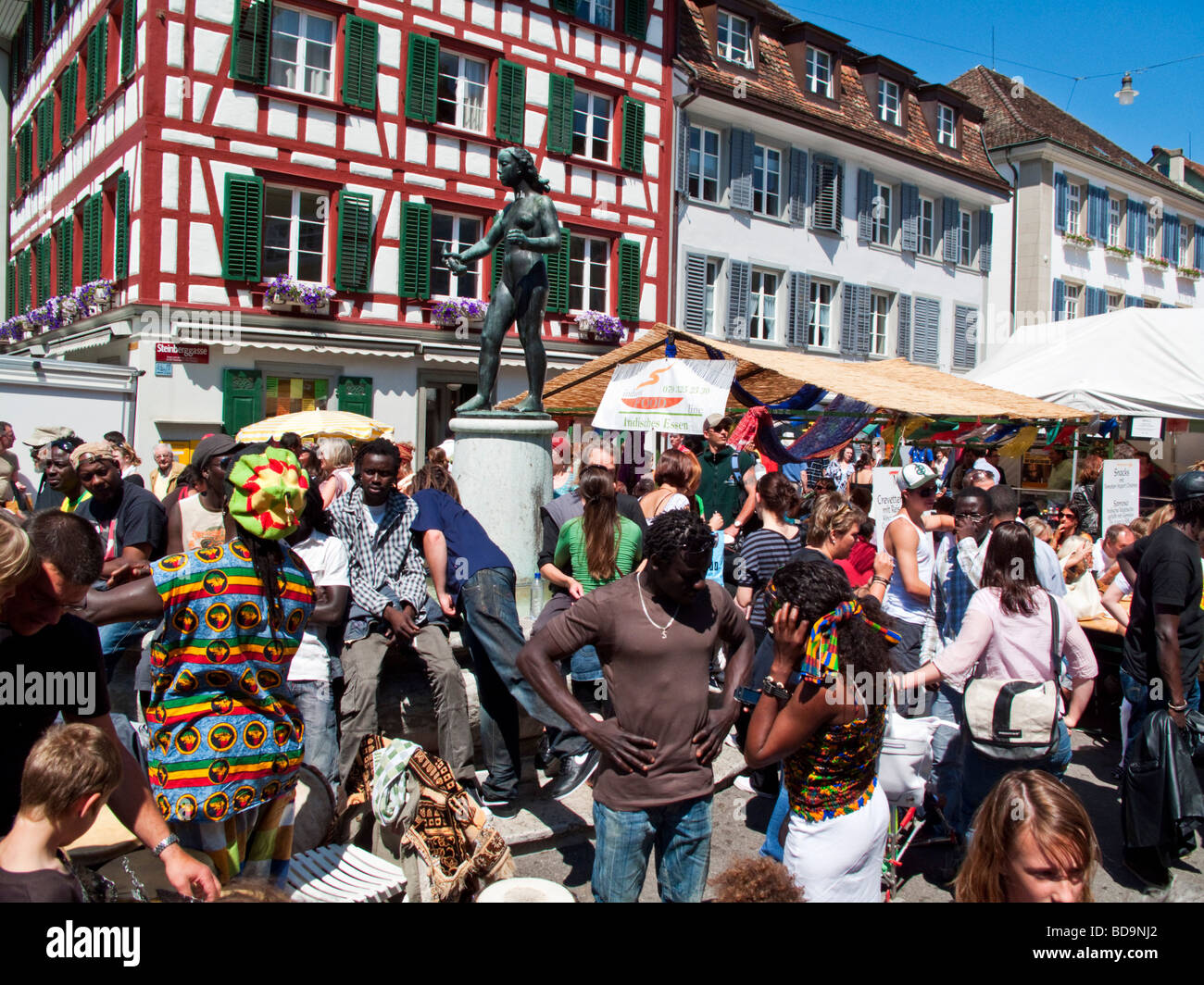 Flee Market in Winterthur at Afro Pfingsten Festival Switzerland Europe Stock Photo