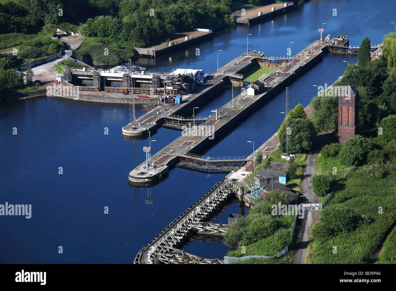 Barton Locks on the Manchester Ship Canal Stock Photo Alamy